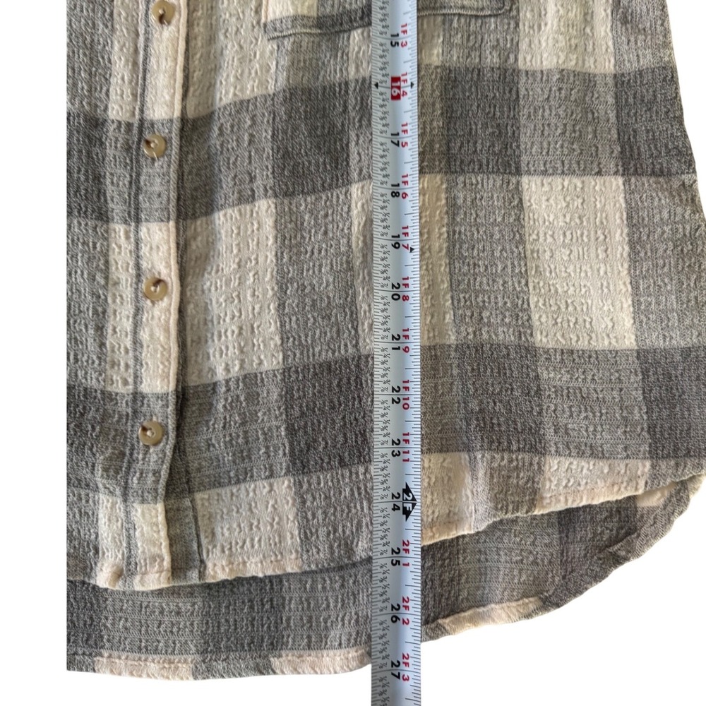 Pilcro Anthropologie M Plaid Ruffle Blouse Cottagecore Coastal Feminine - Picture 4 of 8